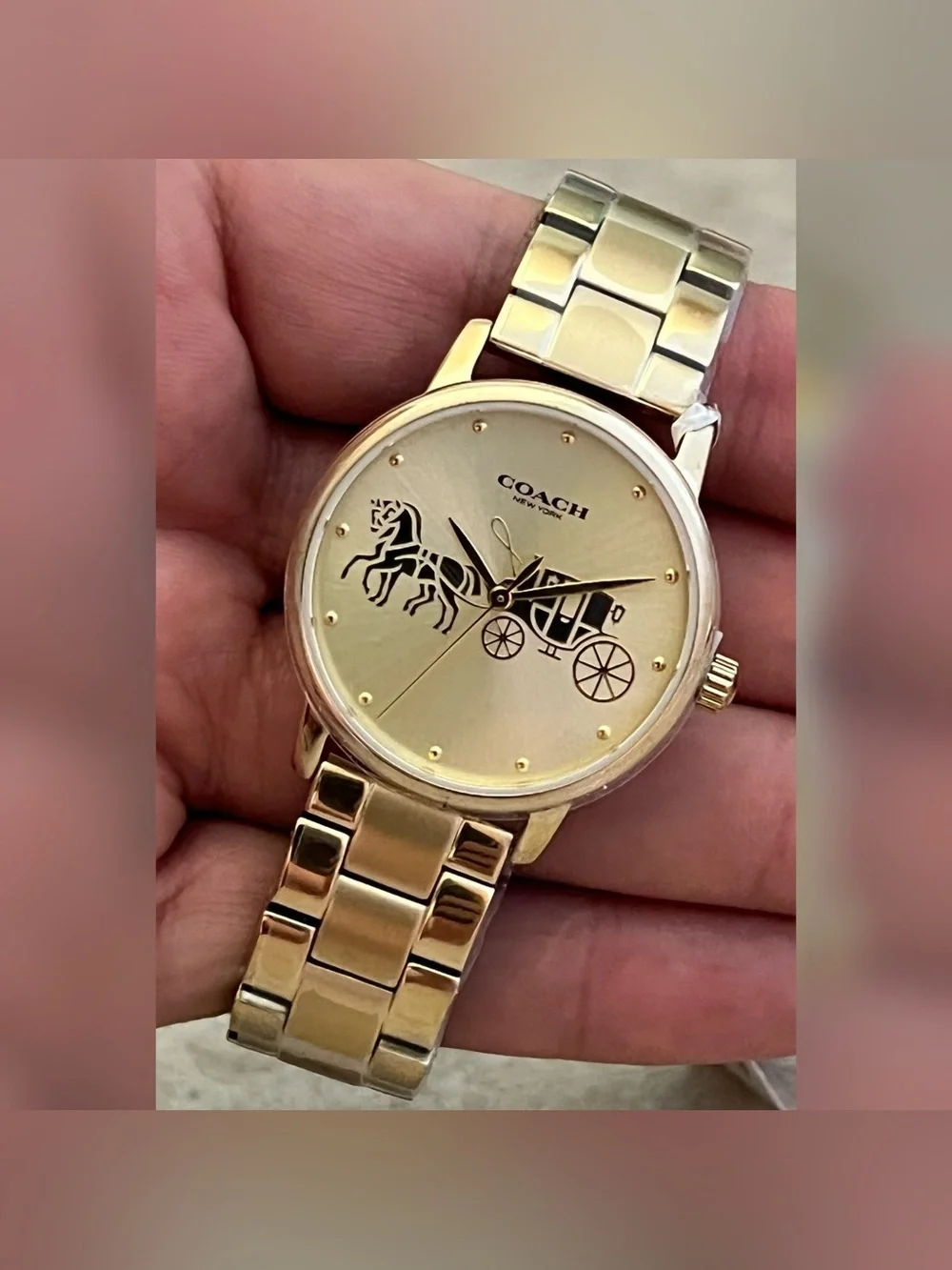 Coach Women’s Grand Goldtone Quartz Bracelet Watch